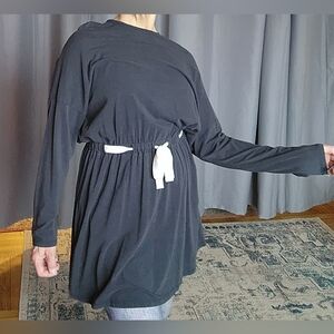 Black Long Sleeve Tie-Waist Dress